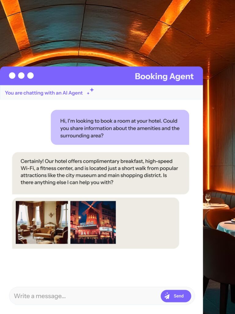 The ai booking agent offers recommendations to hotel customers.